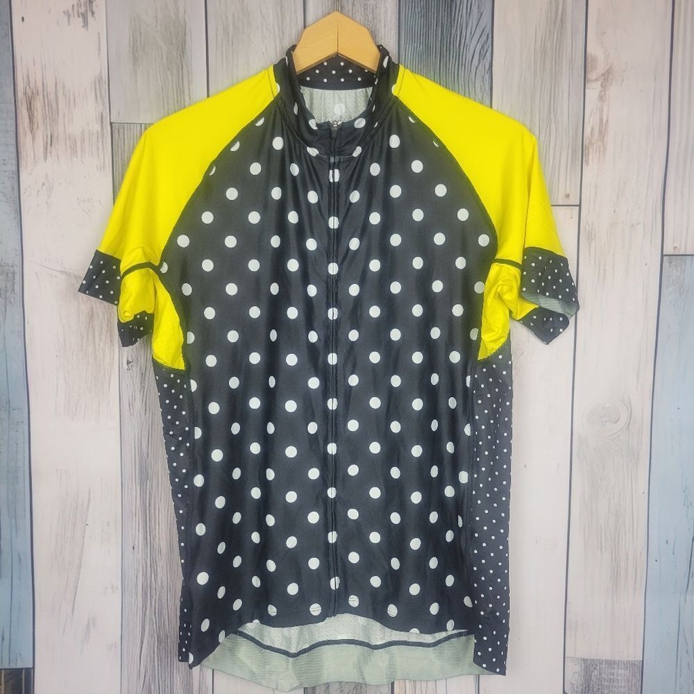 Shebeest Polkamania Devine Jersey Black Yellow Cycling Top Size XL